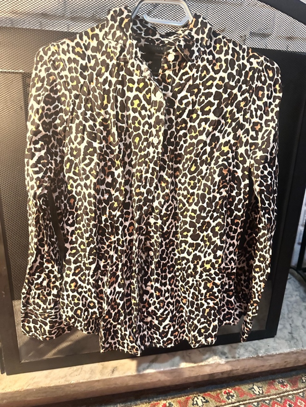 J.Crew Leopard Print Button-Down Shirt | Linen Cotton Blend | Size 4